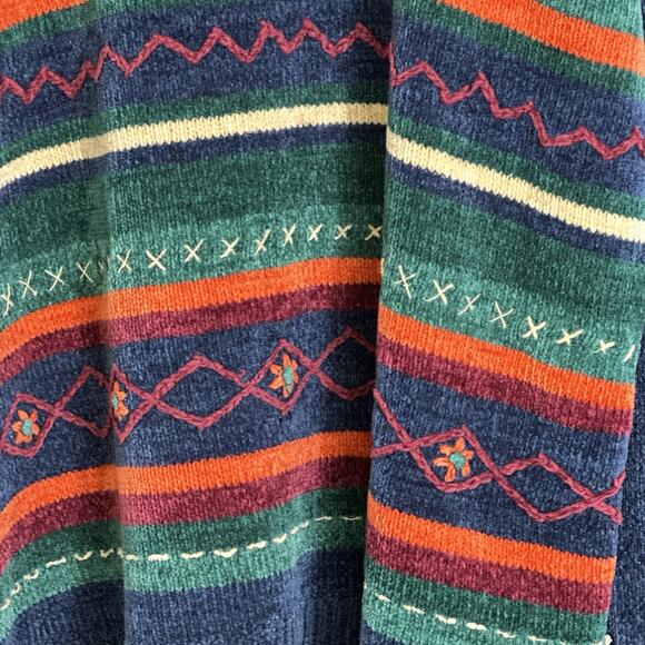 Alfred Dunner Woman 1X Sweater Knit Striped Floral Embroidered Pullover - Picture 4 of 10